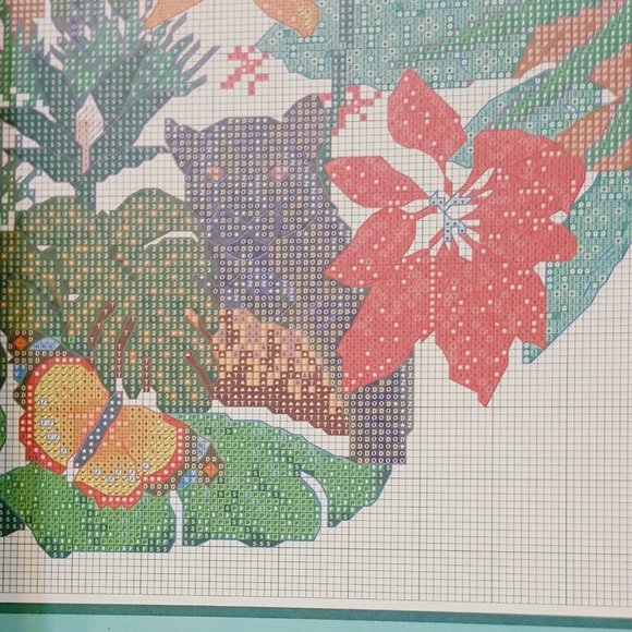 Rainforest Tiger Panther Parrot Cross Stitch Leaf - Picture 4 of 8